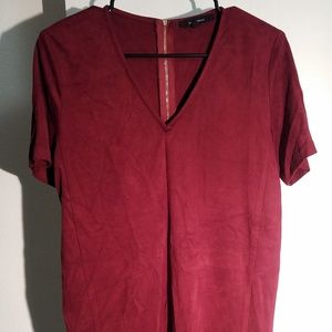 Burgundy suede mini dress